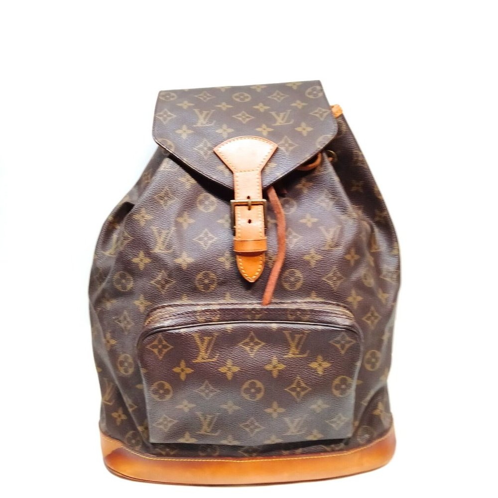 (D440) Louis Vuitton LV BackPack Bag Montsouris GM Brown Monogram